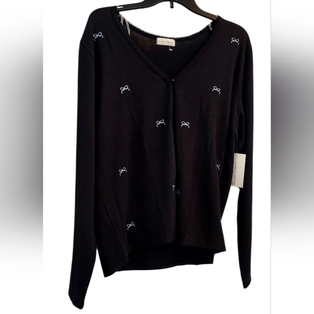 Frankee And Skylarr Black Sweater with Blue Bow Details